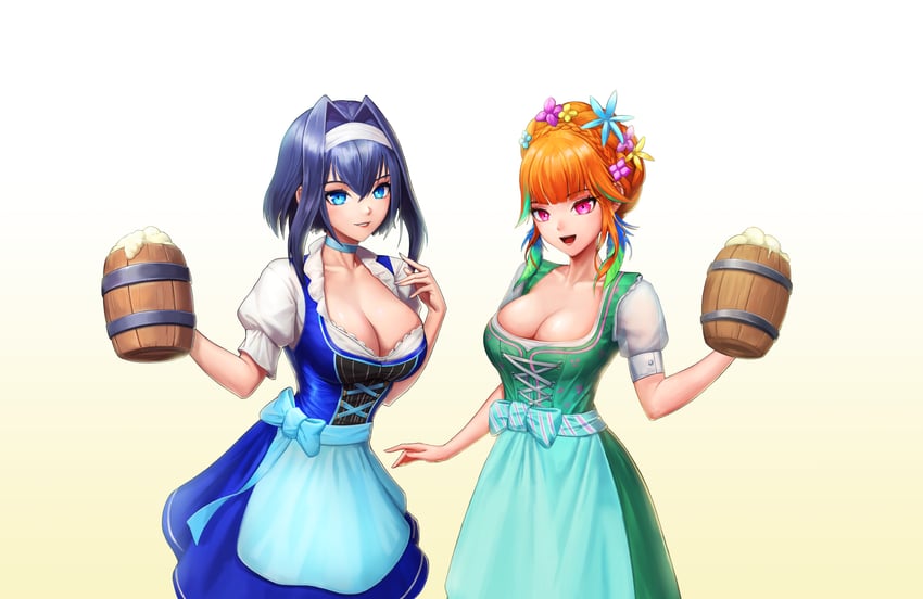 ouro kronii and takanashi kiara (hololive and 1 more) drawn by simonz1987