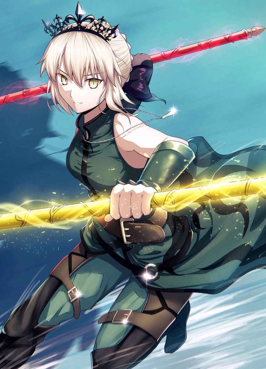 artoria pendragon, saber alter, and diarmuid ua duibhne (fate and 2 more) drawn by fal_(fal-se-0)
