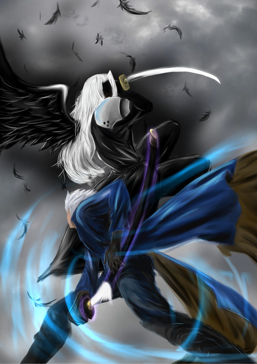 sephiroth and vergil (final fantasy and 2 more) drawn by nanbaba