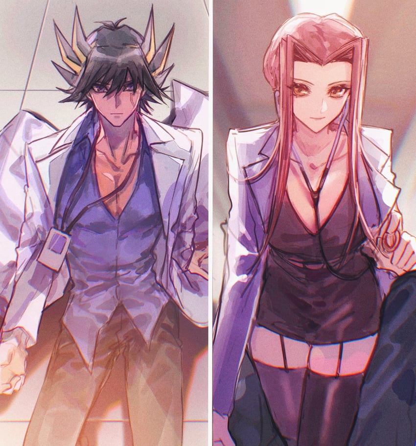 fudo yusei and izayoi aki (yu-gi-oh! and 1 more) drawn by naoki_(2rzmcaizerails6)