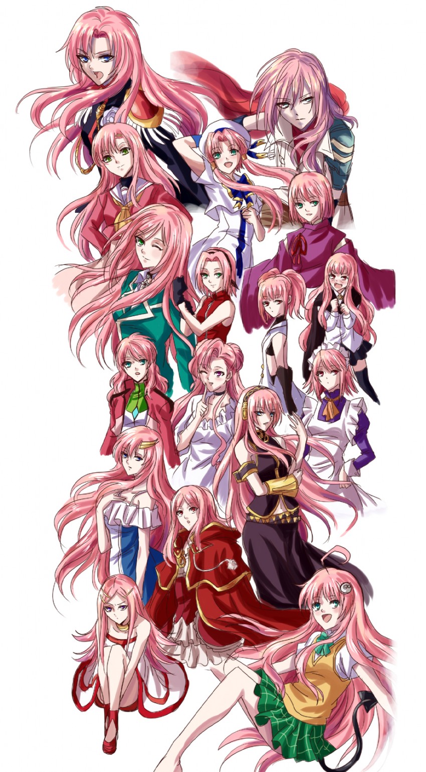 megurine luka, haruno sakura, louise francoise le blanc de la valliere, mizunashi akari, lala satalin deviluke, and 14 more (vocaloid and 18 more) drawn by kacyu
