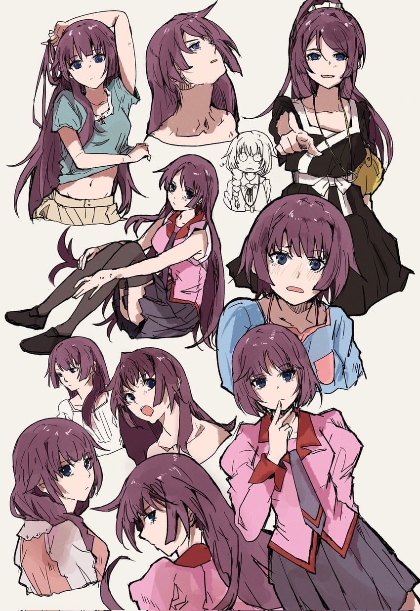 senjougahara hitagi (monogatari) drawn by valhalla0707