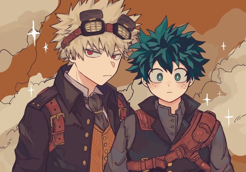midoriya izuku and bakugou katsuki (boku no hero academia) drawn by ice_0377
