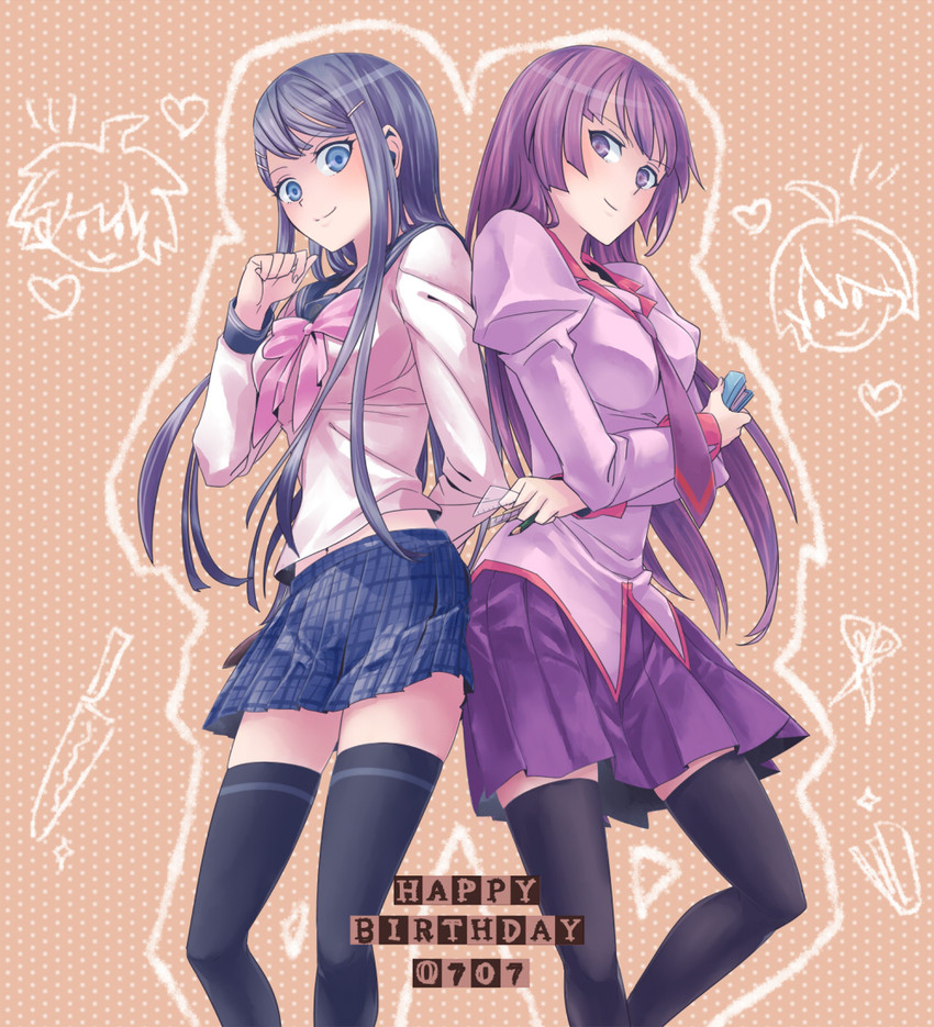 senjougahara hitagi and maizono sayaka (danganronpa and 3 more) drawn by reichi