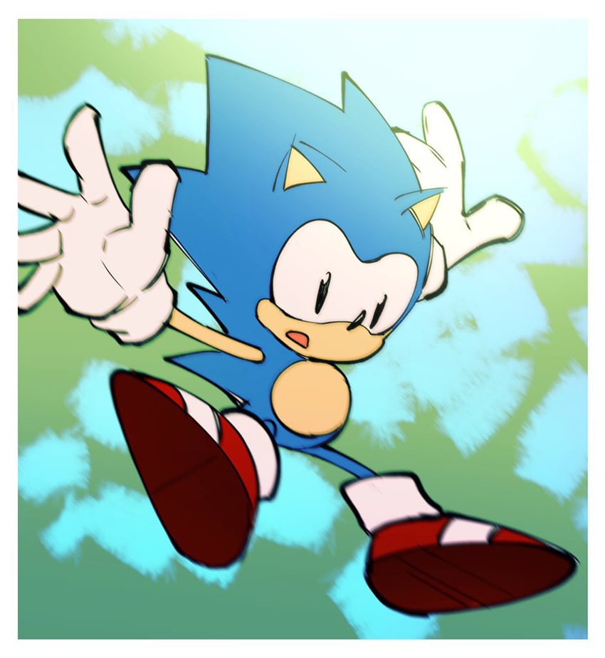 sonic the hedgehog and classic sonic (sonic and 1 more) drawn by hashi84e