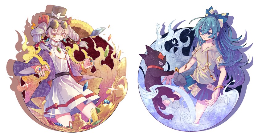 yorigami shion and yorigami jo'on (touhou) drawn by beichen_xiaobei
