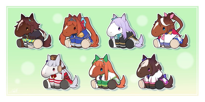 mejiro mcqueen, daiwa scarlet, gold ship, tokai teio, silence suzuka, and 2 more (umamusume) drawn by kemonomichi_(blue_black)