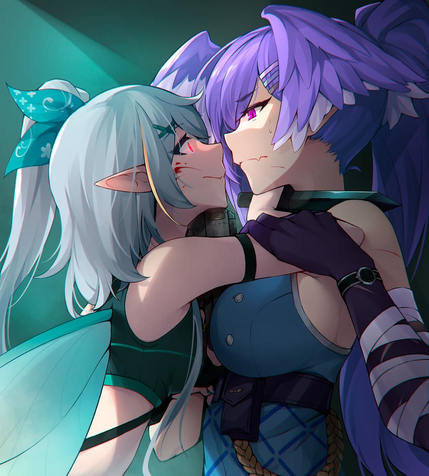 selen tatsuki and pomu rainpuff (nijisanji and 1 more) drawn by ricegnat