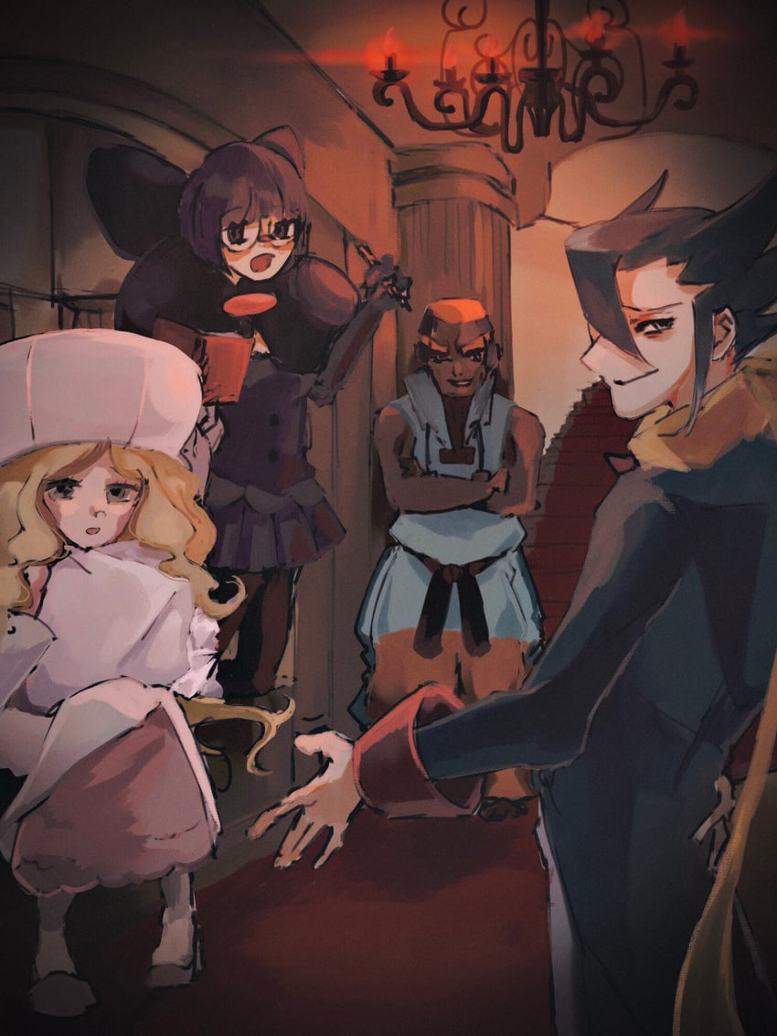 grimsley, caitlin, shauntal, and marshal (pokemon and 1 more) drawn by minamoto1209
