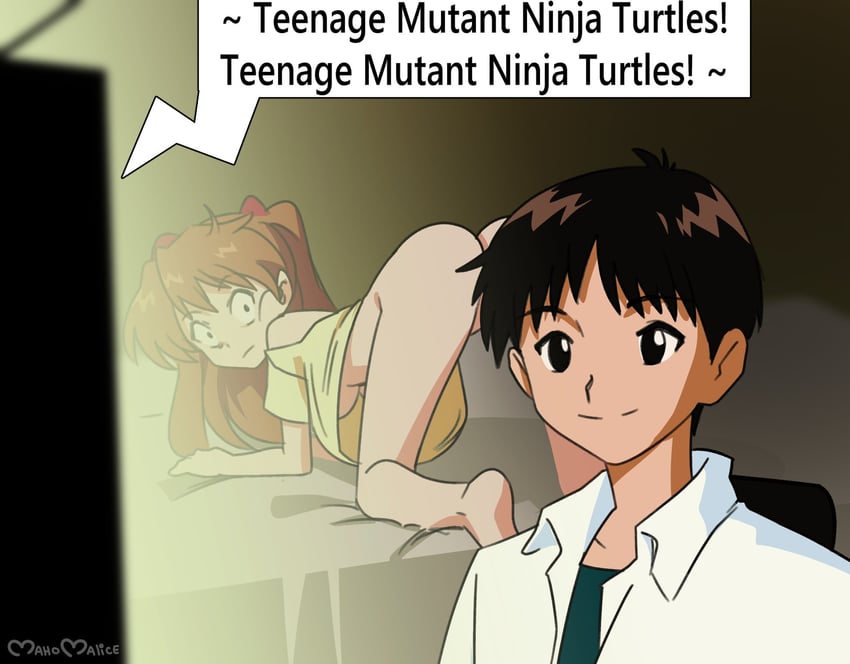 souryuu asuka langley and ikari shinji (neon genesis evangelion and 1 more) drawn by maho_malice