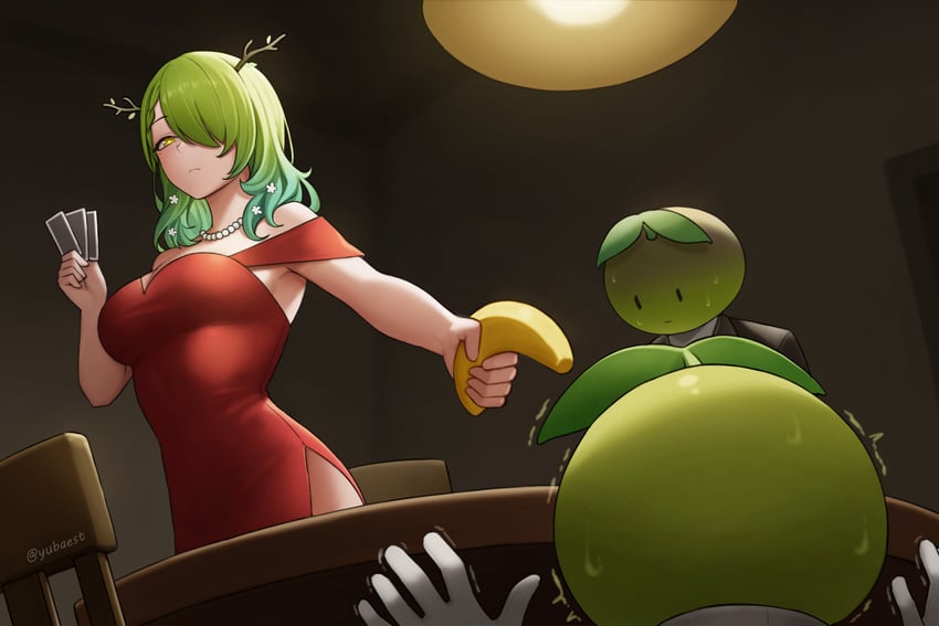 ceres fauna, sapling, and cupcake (hololive and 2 more) drawn by yubaest