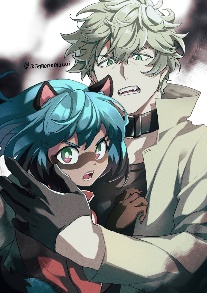 kagemori michiru and ogami shirou (brand new animal) drawn by totemonemuuui