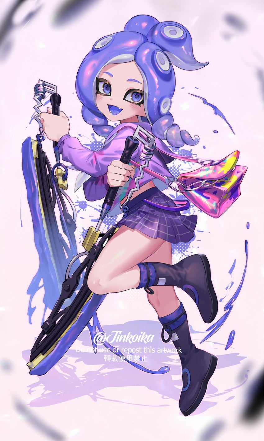 octoling player character and octoling girl (splatoon) drawn by jinkoika