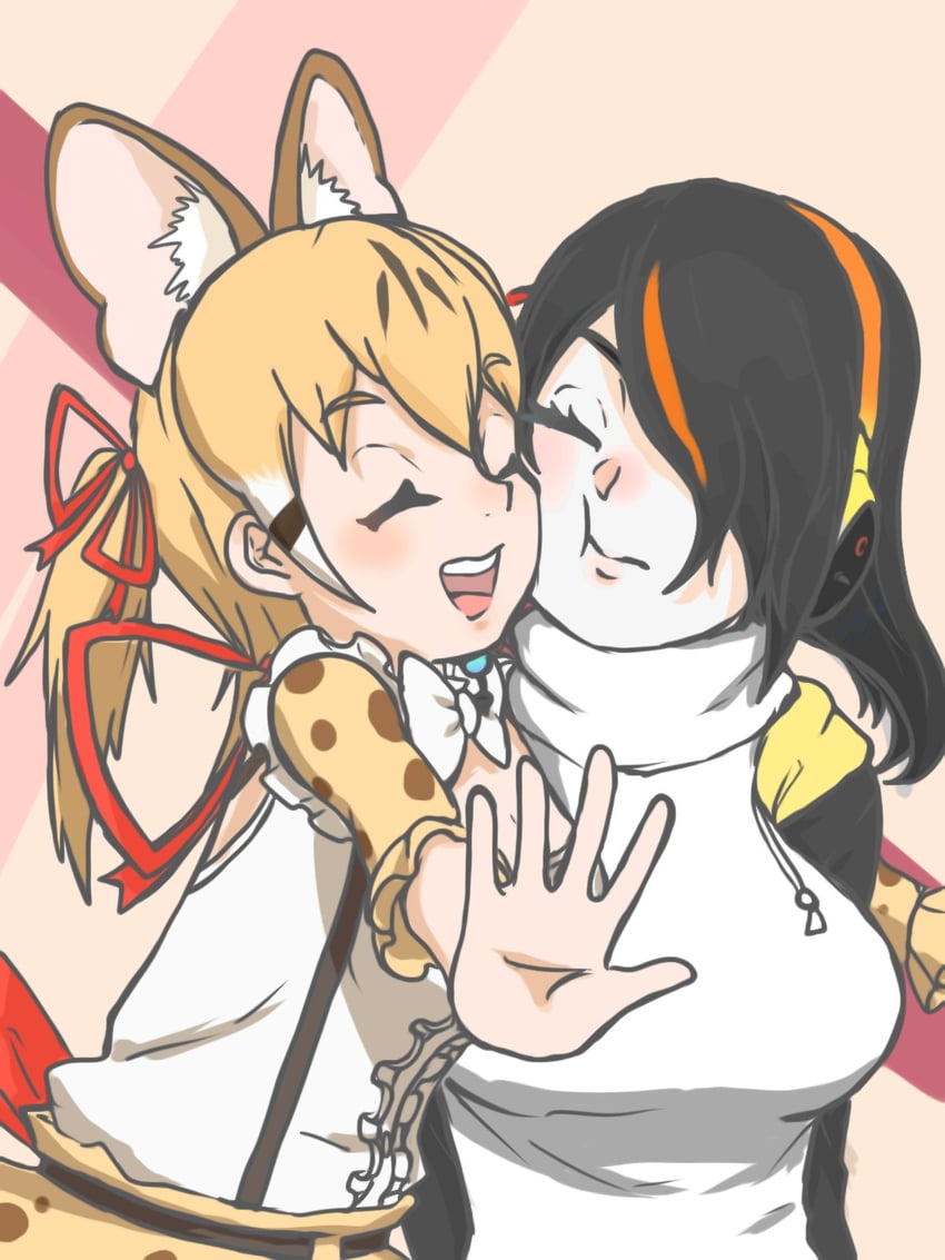 emperor penguin and large-spotted genet (kemono friends and 1 more) drawn by y0whqzz8bkslezl