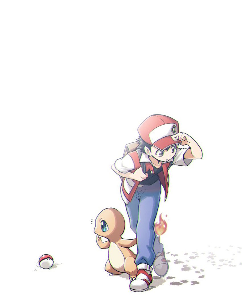 red and charmander (pokemon and 1 more) drawn by nagi_(exsit00)
