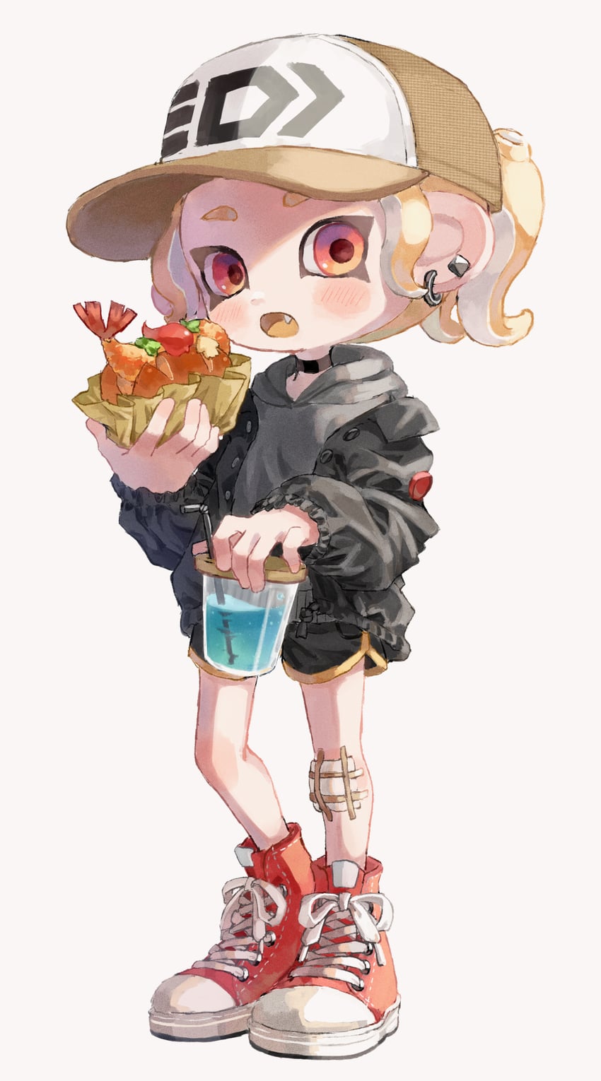 octoling player character and octoling girl (splatoon and 1 more) drawn by myon_rio