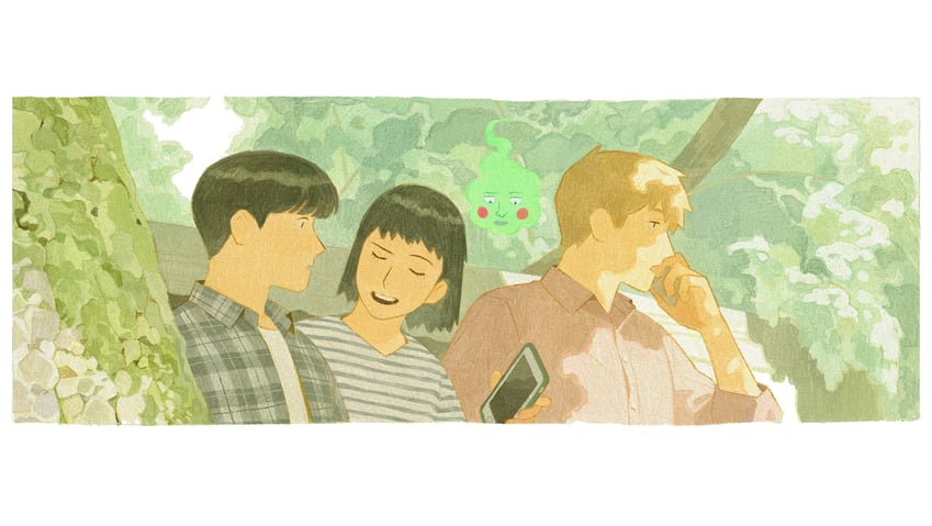 kageyama shigeo, reigen arataka, ekubo, and kurata tome (mob psycho 100) drawn by nbgpart