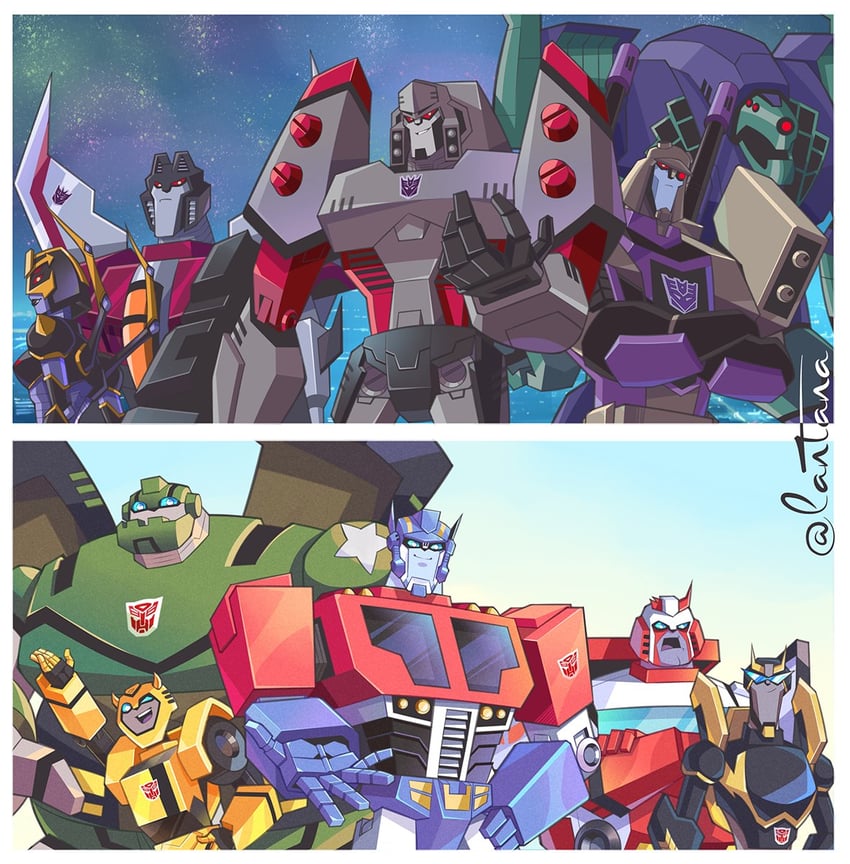 optimus prime, megatron, starscream, bumblebee, ratchet, and 5 more (transformers and 1 more) drawn by lantana0_0