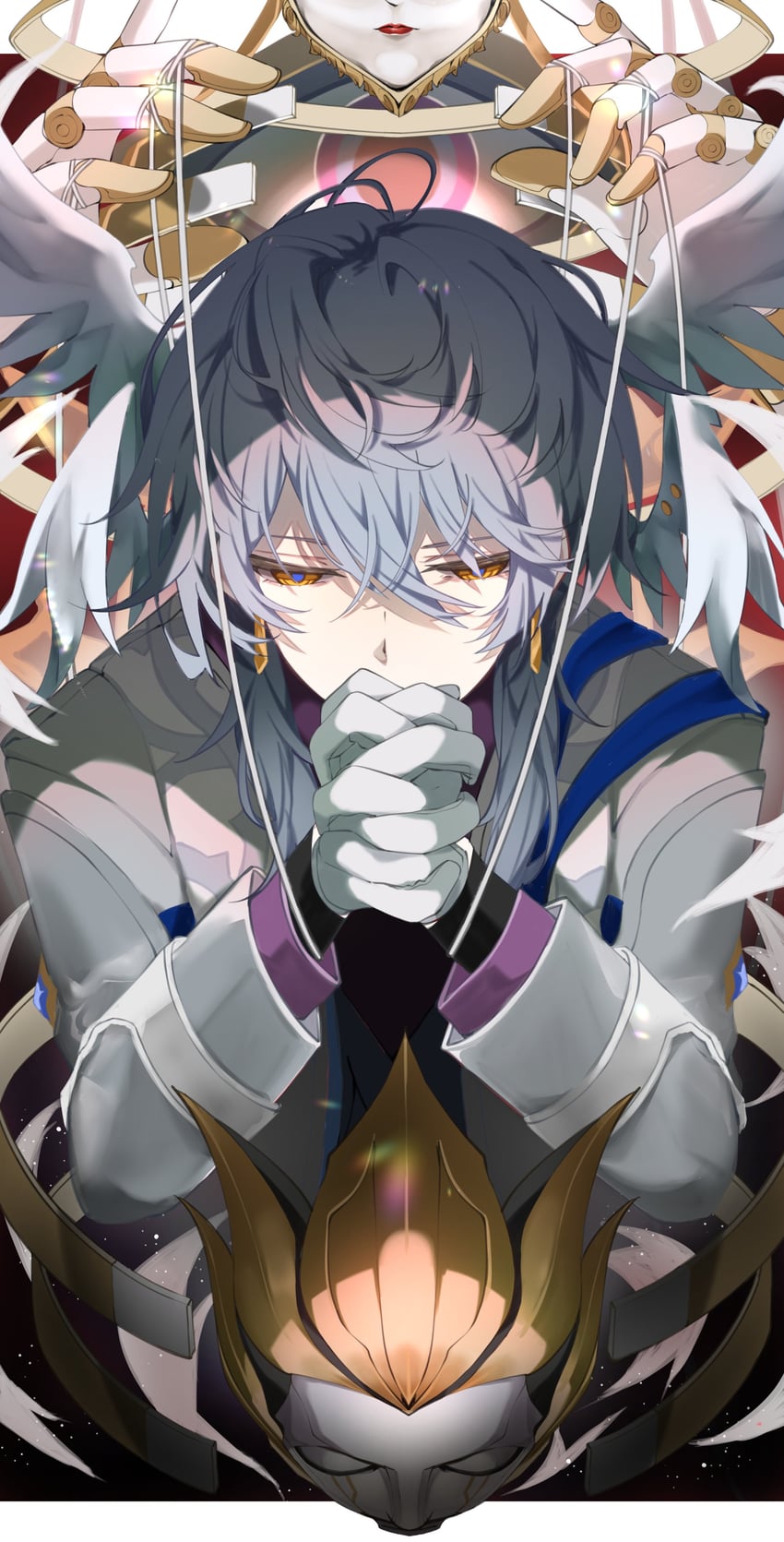 sunday, xipe, and ena (honkai and 1 more) drawn by moderate_gold