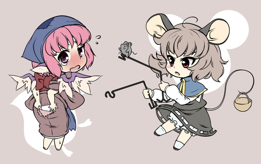 mystia lorelei, nazrin, and okamisty (touhou) drawn by mepikari