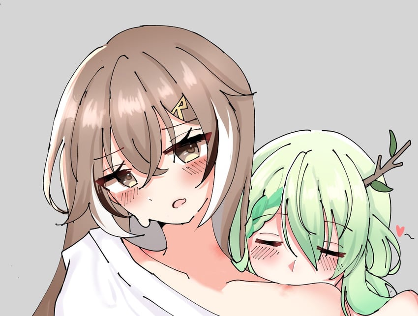 nanashi mumei and ceres fauna (hololive and 1 more) drawn by maimerudii
