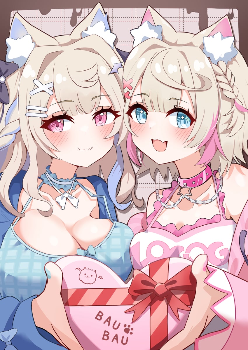 fuwawa abyssgard and mococo abyssgard (hololive and 1 more) drawn by kokonahizuru