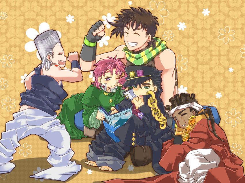 joseph joestar, kujo jotaro, kakyoin noriaki, jean pierre polnareff, and mohammed avdol (jojo no kimyou na bouken and 1 more) drawn by kino_(kino_0626)