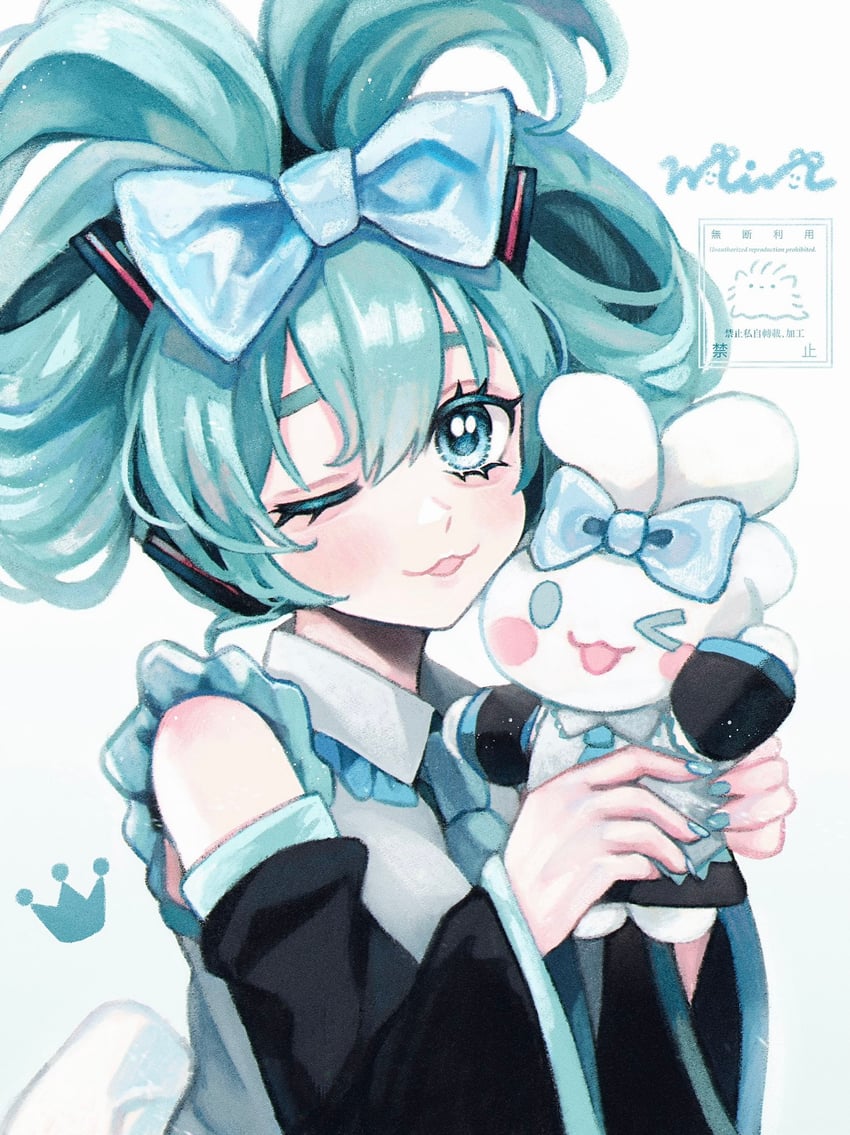 hatsune miku, cinnamoroll, and cinnamiku (vocaloid and 2 more) drawn by min_(mts2314)