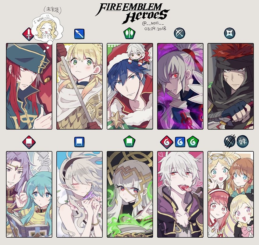 female corrin, chrom, eirika, elise, sakura, and 11 more (fire emblem and 6 more) drawn by noii