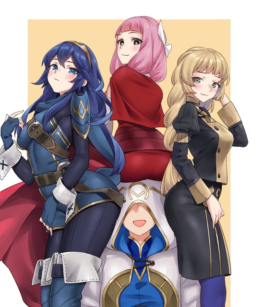 lucina, kiran, ingrid brandl galatea, male kiran, and mitama (fire emblem and 2 more) drawn by igni_tion
