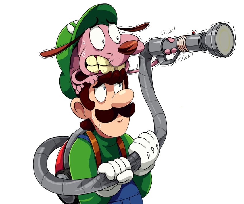 luigi and courage (mario and 2 more) drawn by scittykitty