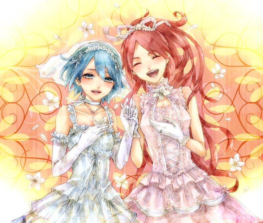 miki sayaka and sakura kyoko (mahou shoujo madoka magica) drawn by pipipiosuke
