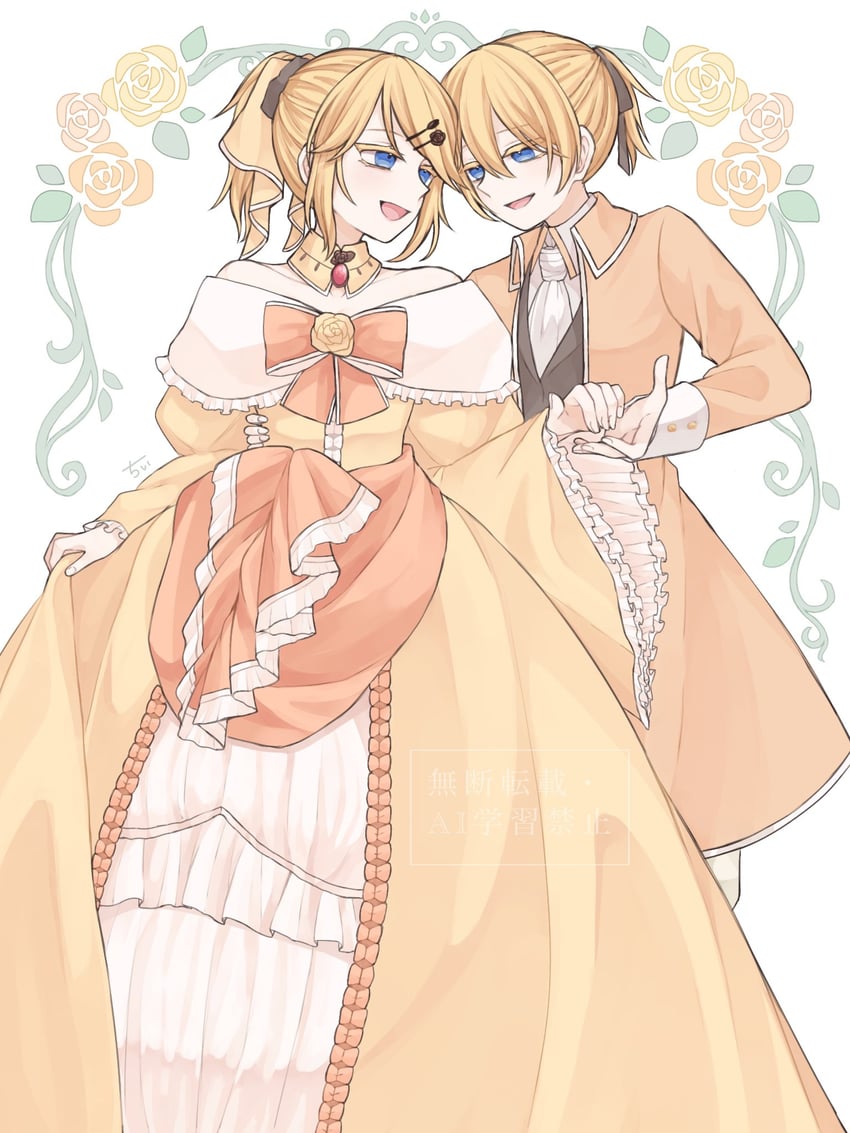 kagamine rin, kagamine len, riliane lucifen d'autriche, and allen avadonia (vocaloid and 2 more) drawn by chii1113