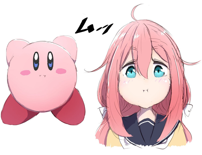 kirby and kagamihara nadeshiko (kirby and 1 more) drawn by syumashi