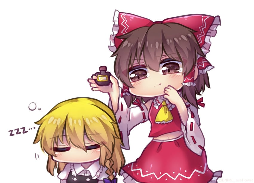 hakurei reimu and kirisame marisa (touhou) drawn by unime_seaflower