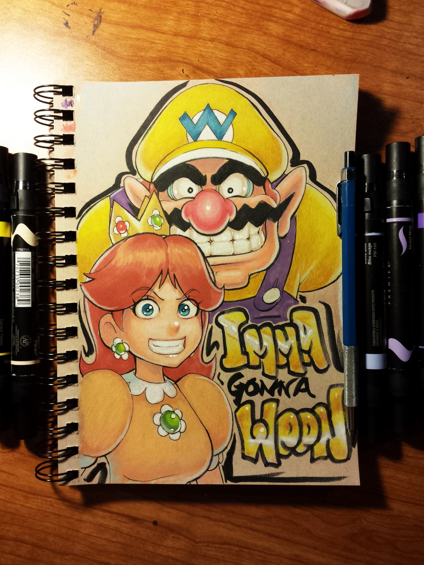 princess daisy and wario (mario and 1 more) drawn by omar_dogan