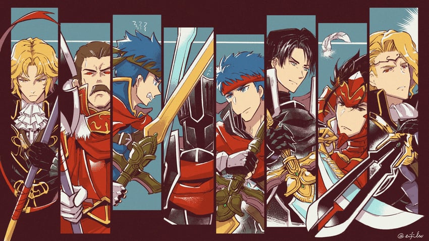 ike, xander, ryoma, black knight, zelgius, and 2 more (fire emblem and 6 more) drawn by eifilet