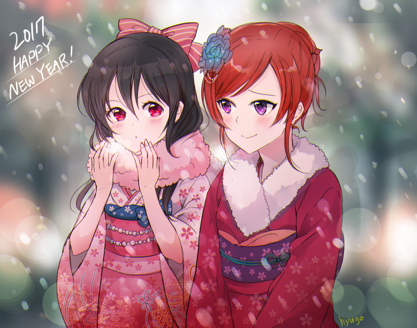 nishikino maki and yazawa nico (love live! and 2 more) drawn by hyugo