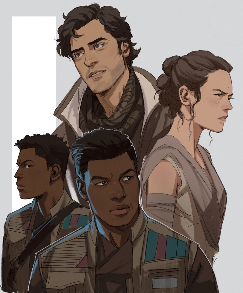 rey, poe dameron, and finn (star wars and 1 more) drawn by thisuserisalive  | Danbooru