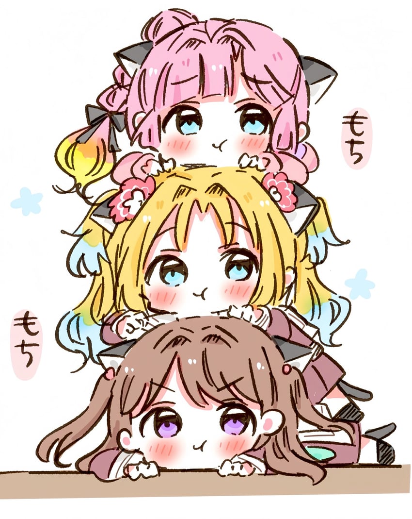 fujishima megumi, osawa rurino, and anyoji hime (love live! and 1 more) drawn by momo_nosabu