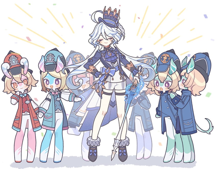 furina, sedene, aeval, elphane, muirne, and 2 more (genshin impact) drawn by waa_(wawawaa1005)