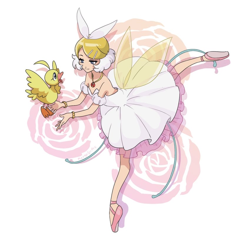 kagamine rin, princess tutu, and ahiru (vocaloid and 1 more) drawn by metgalactic