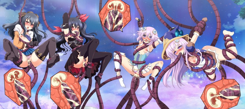neptune, noire, nepgear, and uni (neptune and 1 more) drawn by lady_fantasma