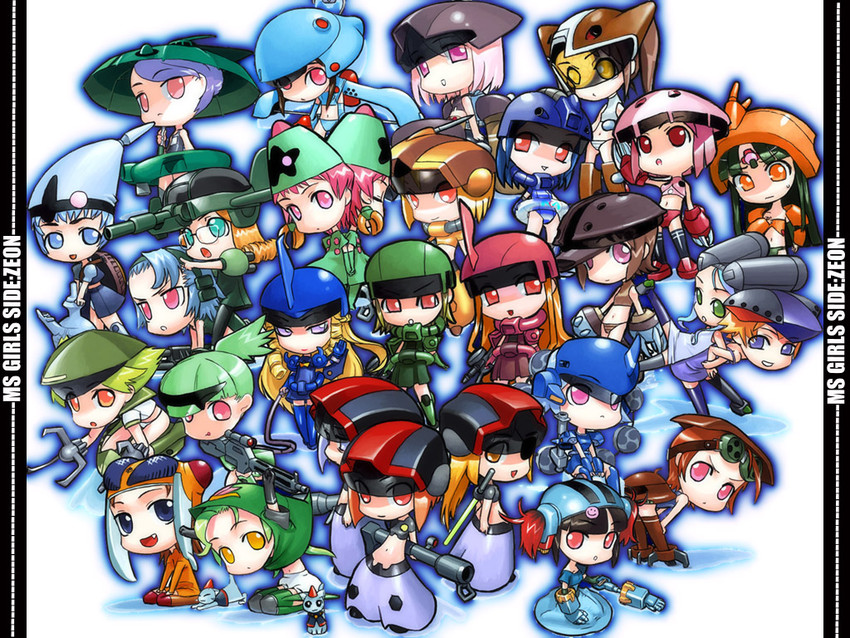 zaku ii, zaku ii s char custom, dom, gouf, kampfer, and 22 more (gundam and 5 more) drawn by hirai_yukio
