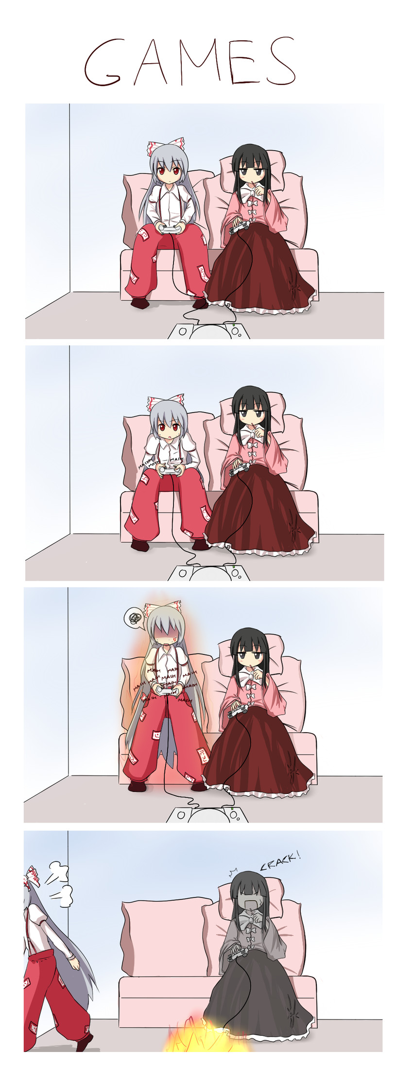 fujiwara no mokou and houraisan kaguya (touhou) drawn by rexlent