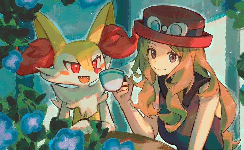 serena and braixen (pokemon and 1 more) drawn by asatte_3z