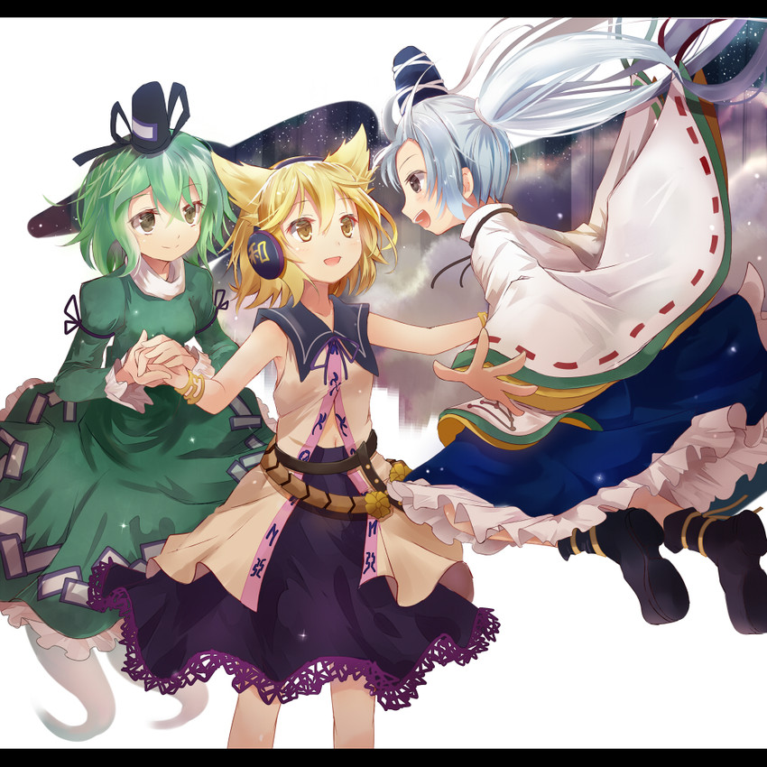 toyosatomimi no miko, mononobe no futo, and soga no tojiko (touhou) drawn by efe
