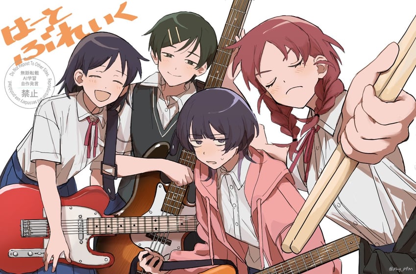 hatono chihiro, kouyama rin, fujii ayame, and uchida momo (futsuu no keion-bu) drawn by phy_p9m