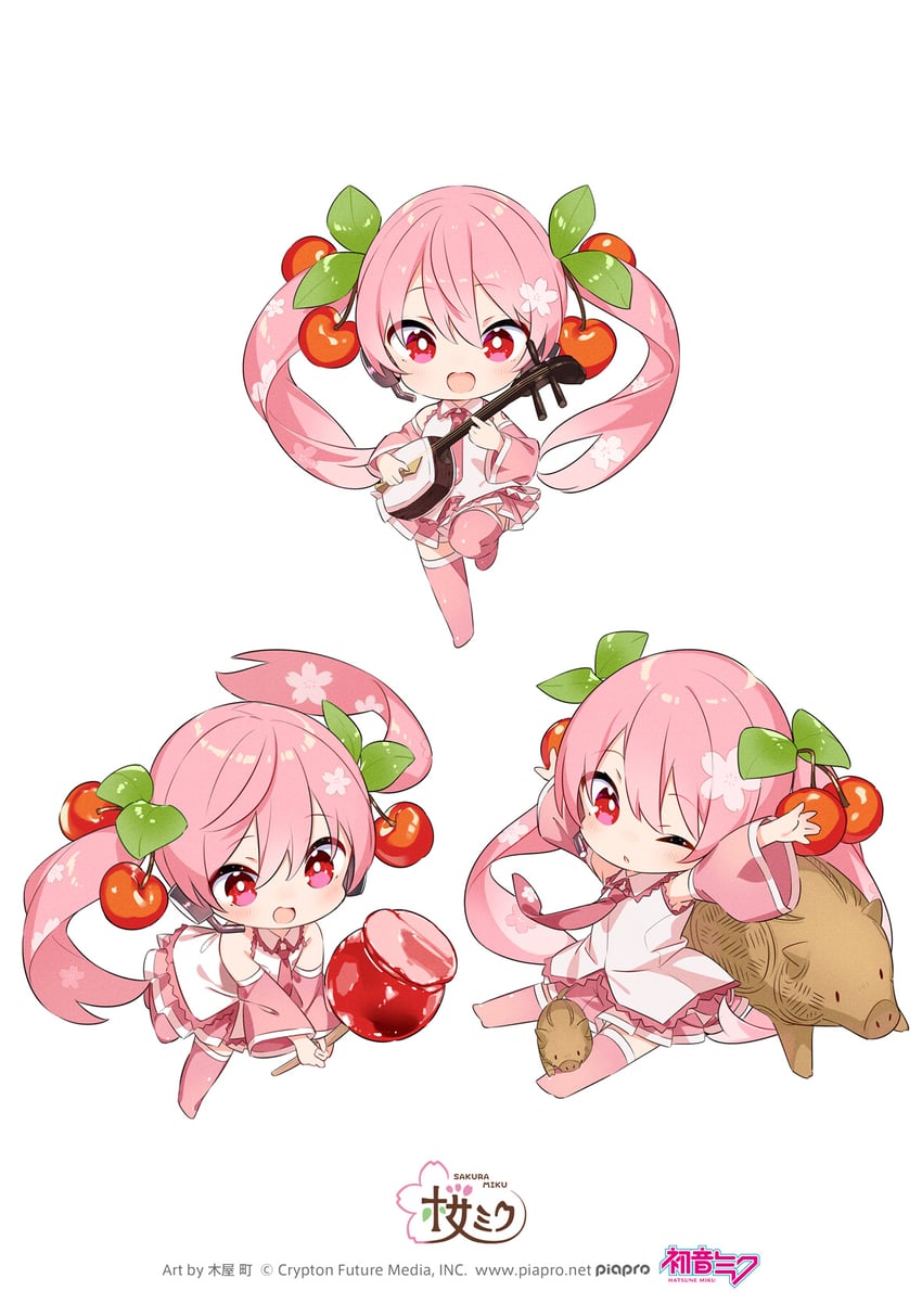 hatsune miku and sakura miku (vocaloid and 1 more) drawn by kiya_machi