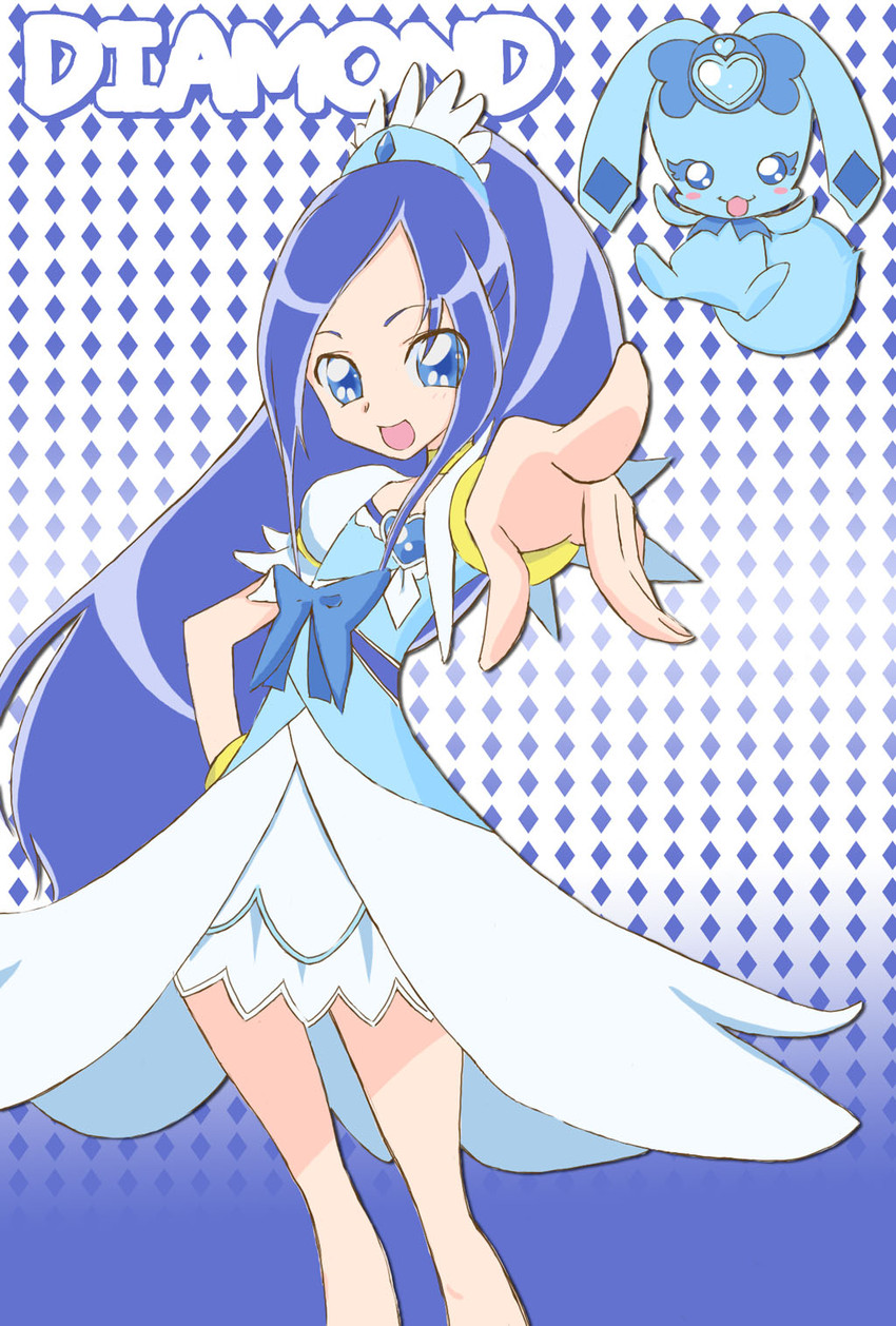 hishikawa rikka, cure diamond, and rakeru (precure and 2 more) drawn by yuuki_yura